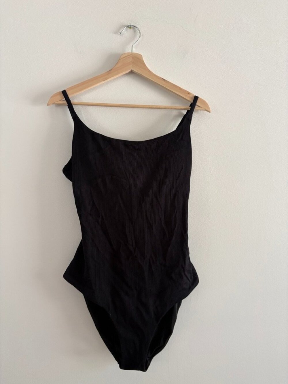 Aerie Ribbed Tie Back One Piece Swimsuit black Size Large - Picture 4 of 6